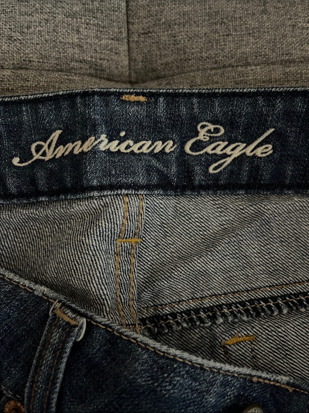 American Eagle Outfitters Distressed Dark Blue Wide Leg Jeans - Picture 4 of 4